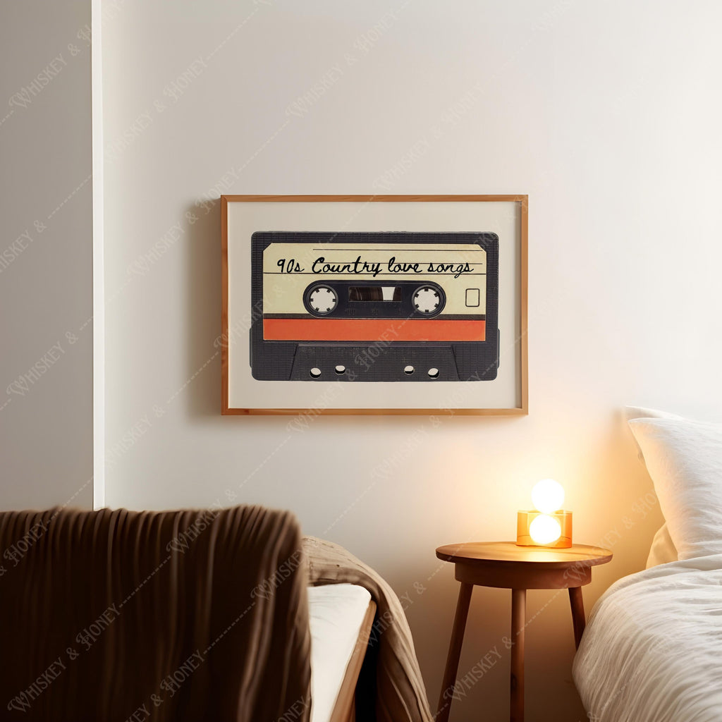 90s Country Love Songs Cassette Tape Print