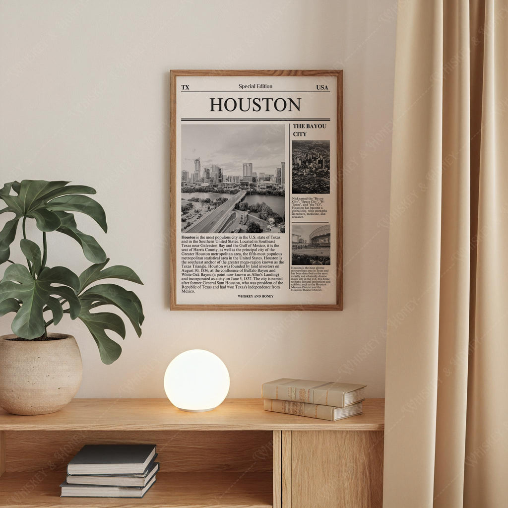 Houston Texas Newspaper Print