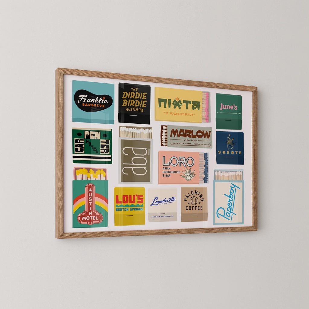 Austin TX Horizontal Matchbook Art Print