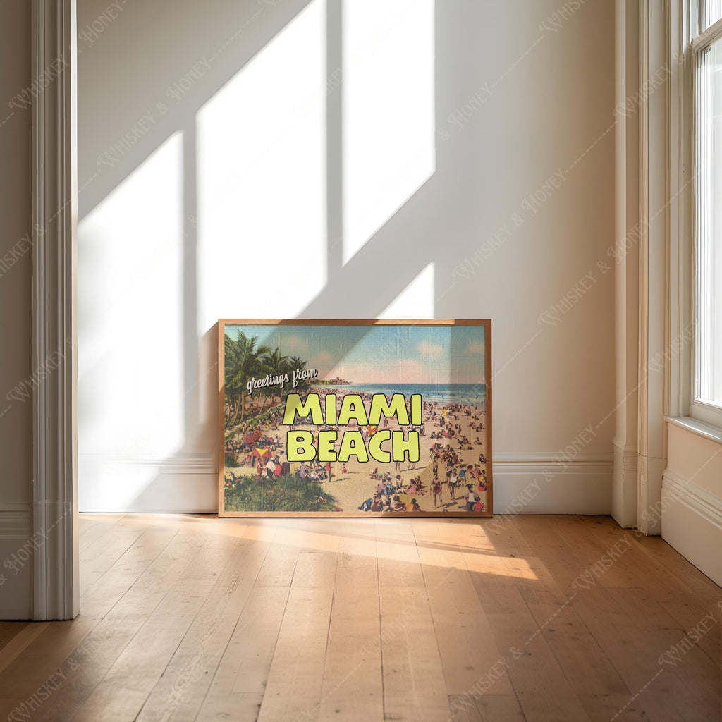 Vintage Greetings From Miami Beach Print