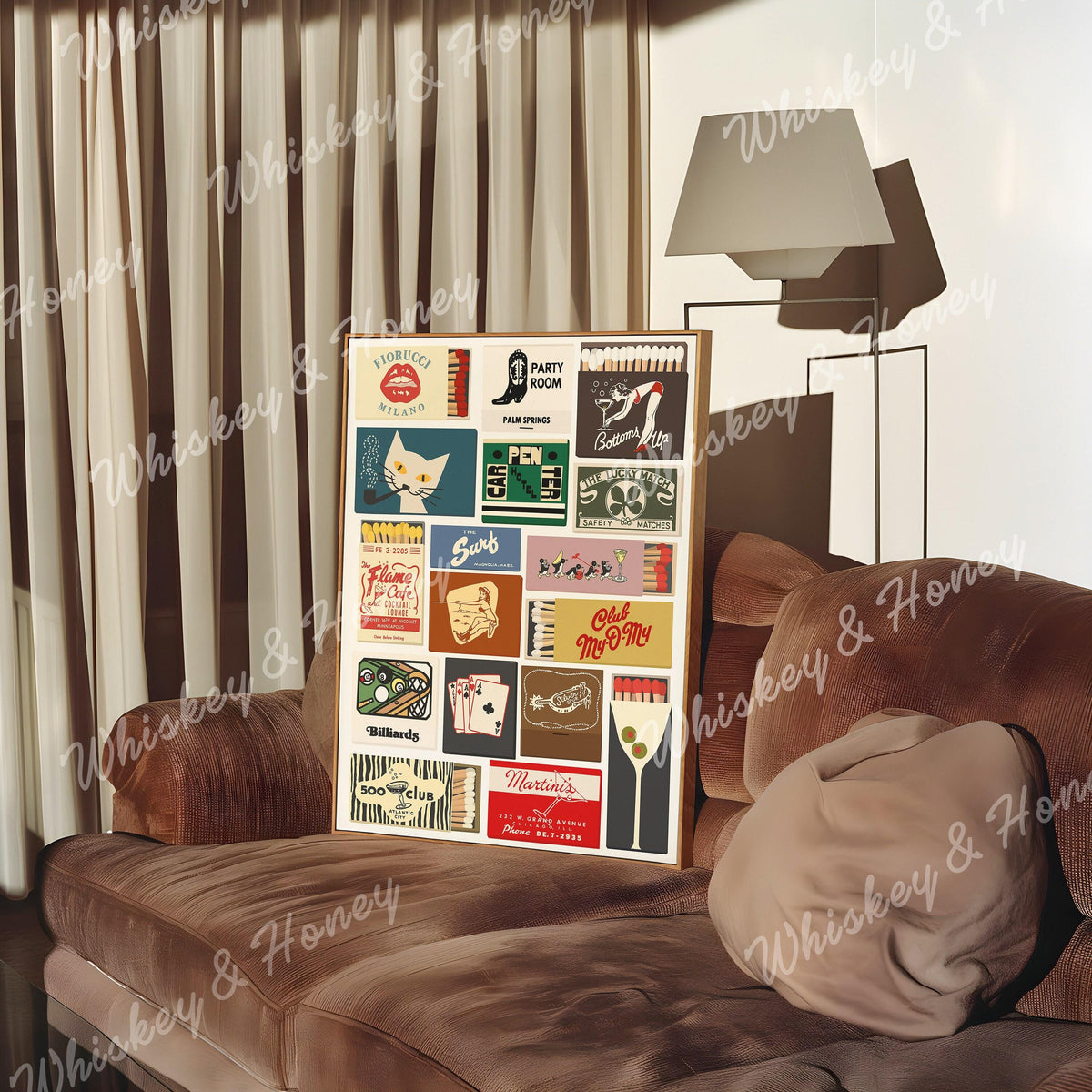 Bar Cart Matchbook Collage Art Print