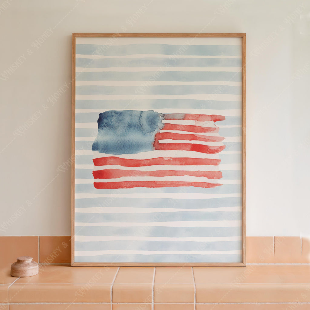 Watercolor American Flag Print