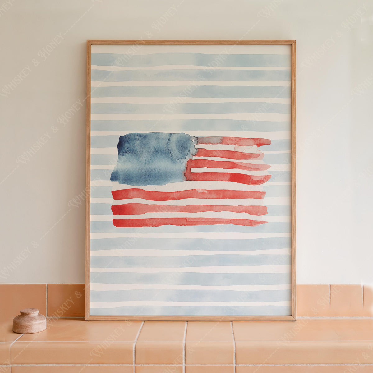 Watercolor American Flag Print