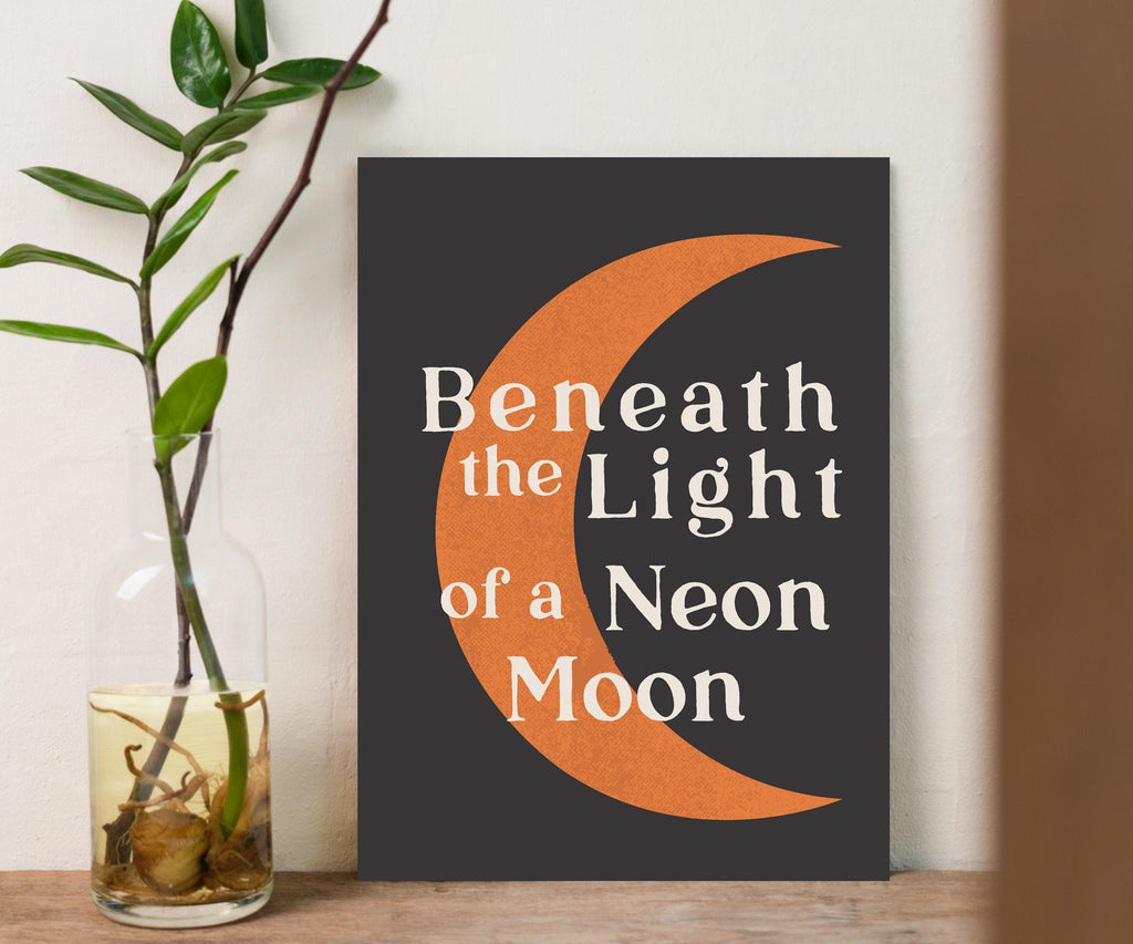 Beneath the Light a Neon Moon Western Print
