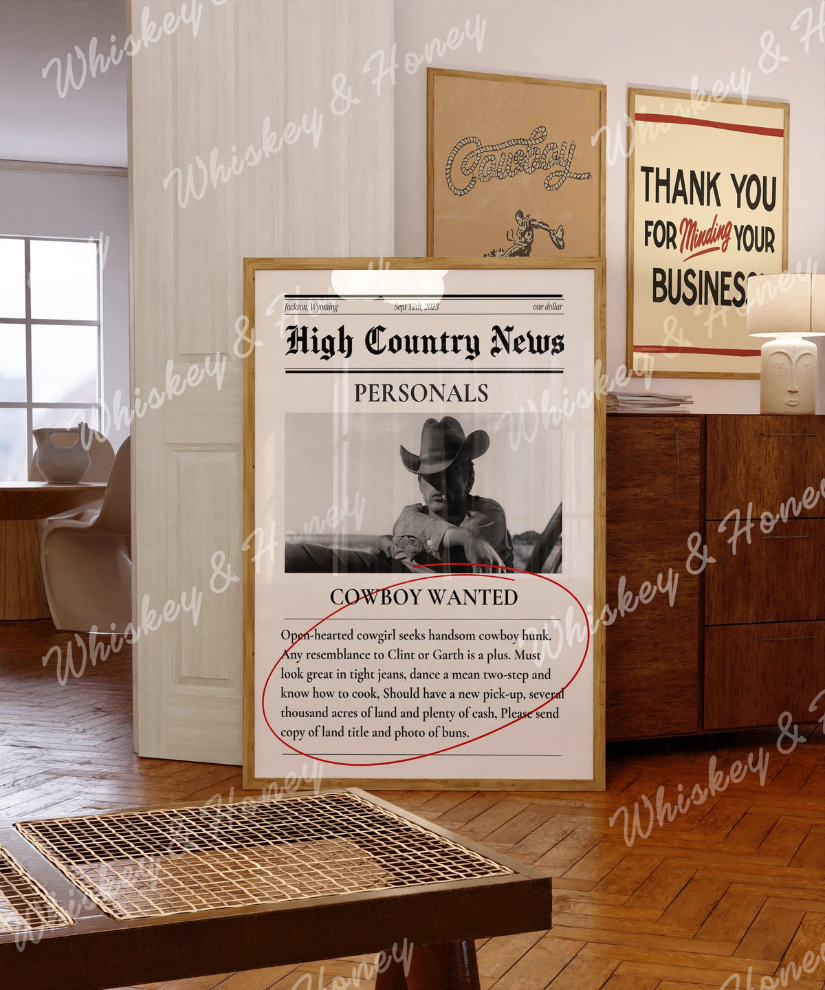 Cowboy Wanted Newspaper Print