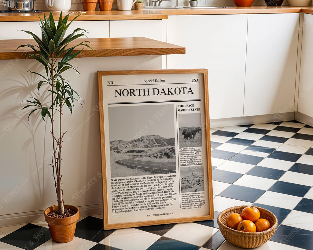North Dakota Newspaper Art Print