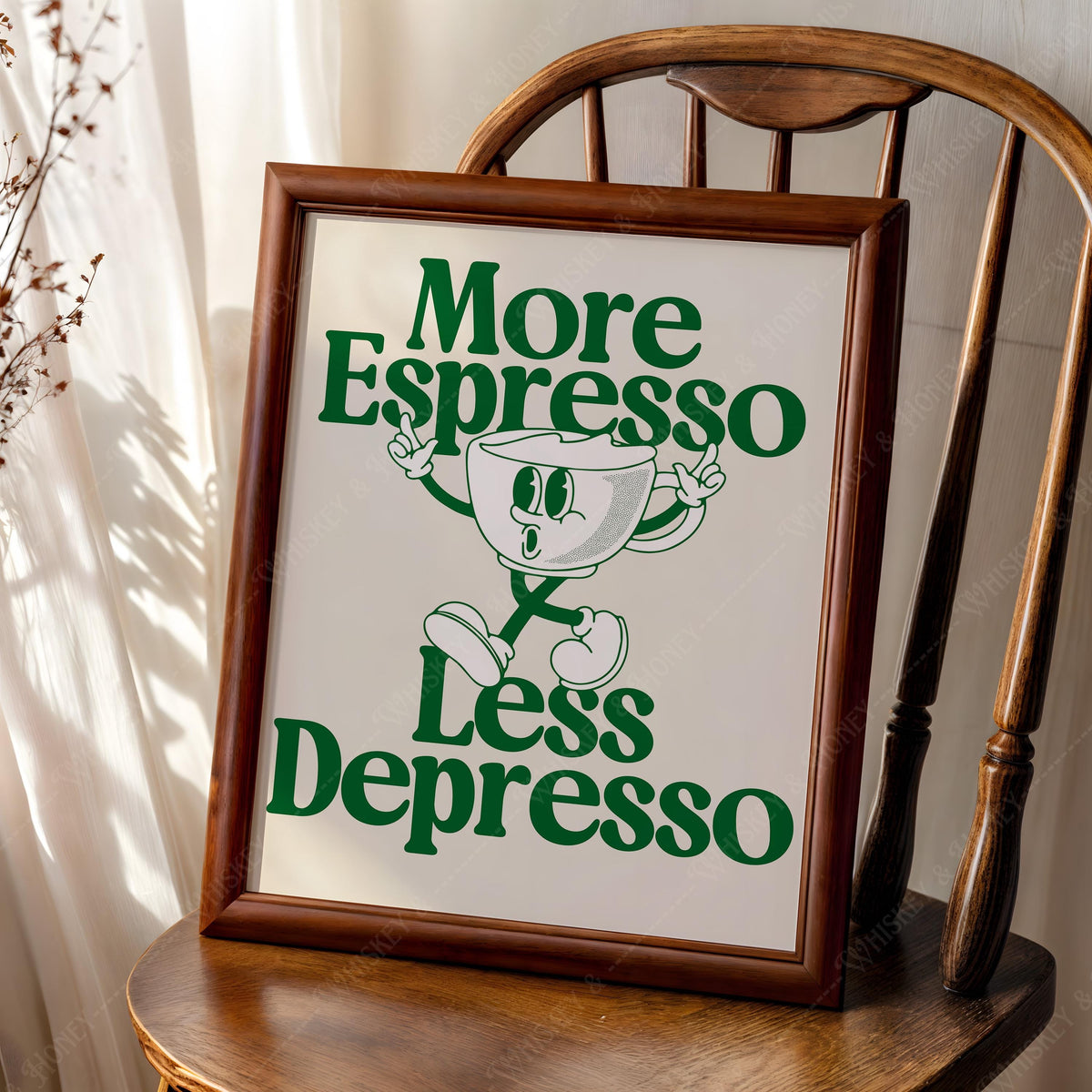 More Espresso Less Depresso Vintage Print