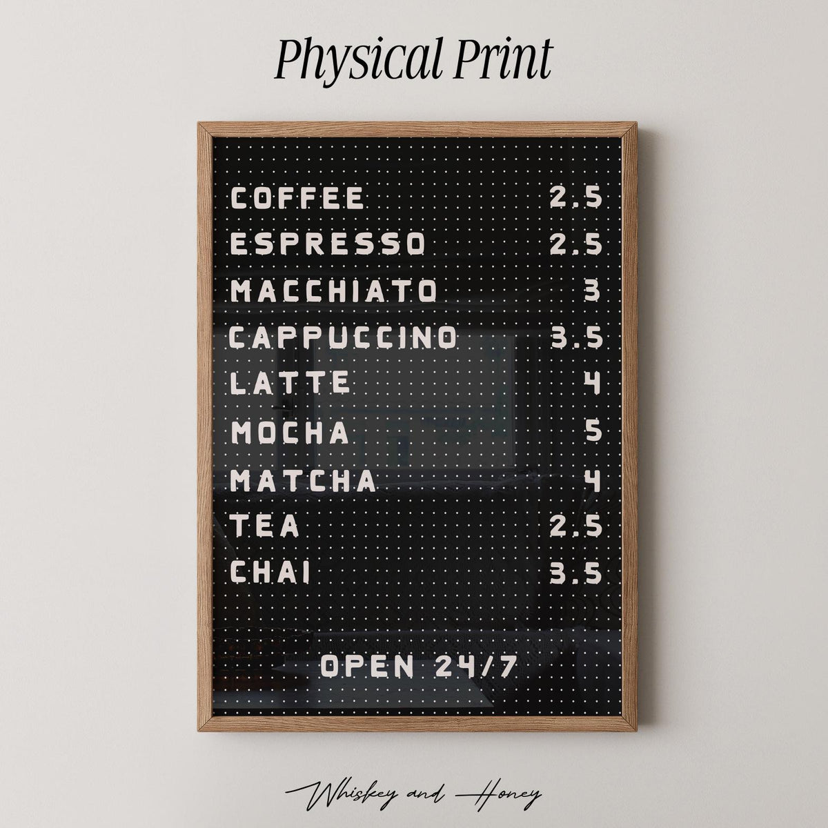 Black Coffee Bar Menu Print