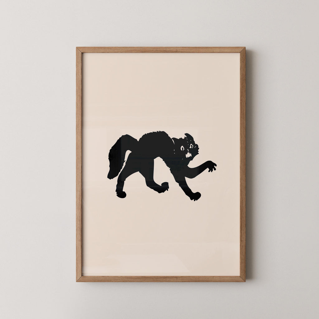 Vintage Scary Black Cat Print