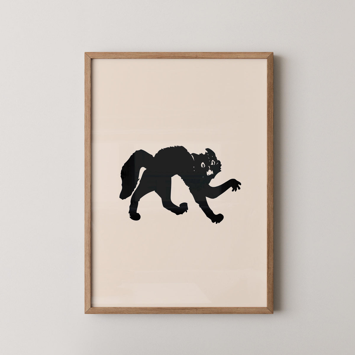 Vintage Scary Black Cat Print