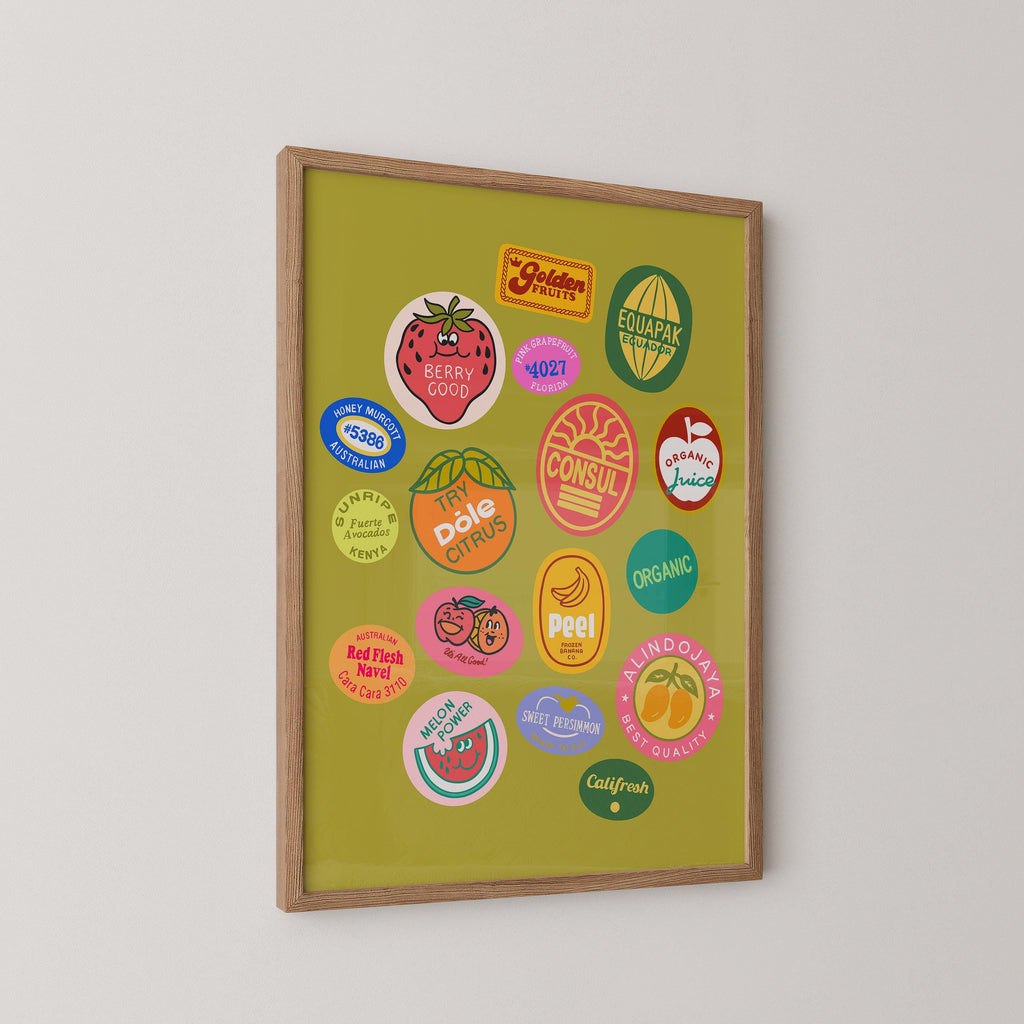 Green Fruit Sticker Print