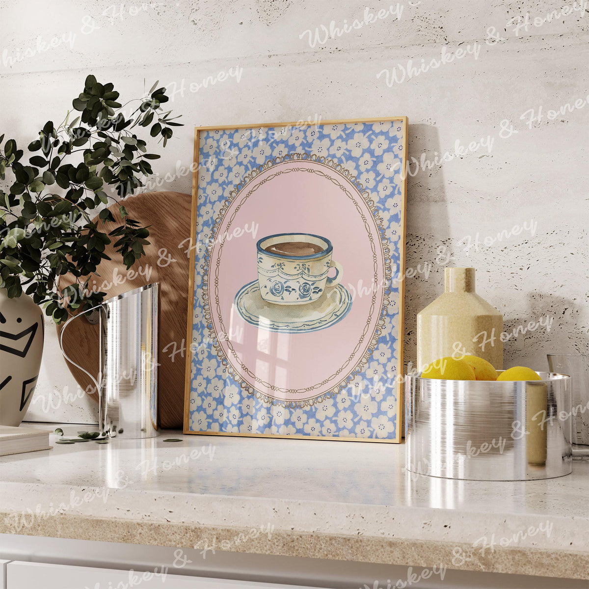 Cottagecore Floral Coffee Cup Print