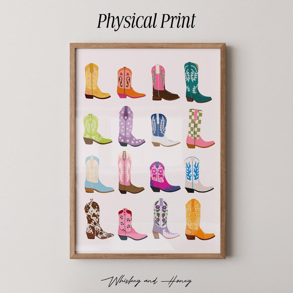 Colorful Cowgirl Boots Print