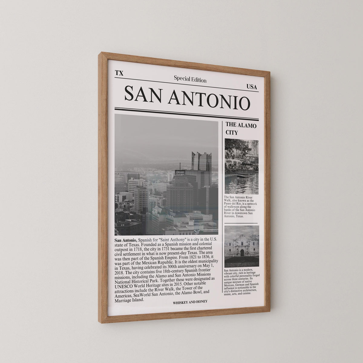 San Antonio Texas Newspaper Print