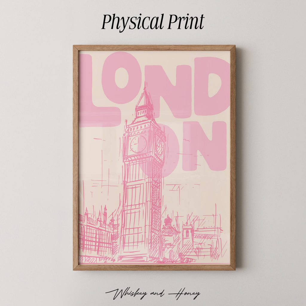 Pink London Travel Print