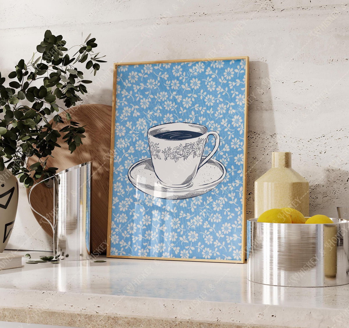 Coffee Cup Floral Print