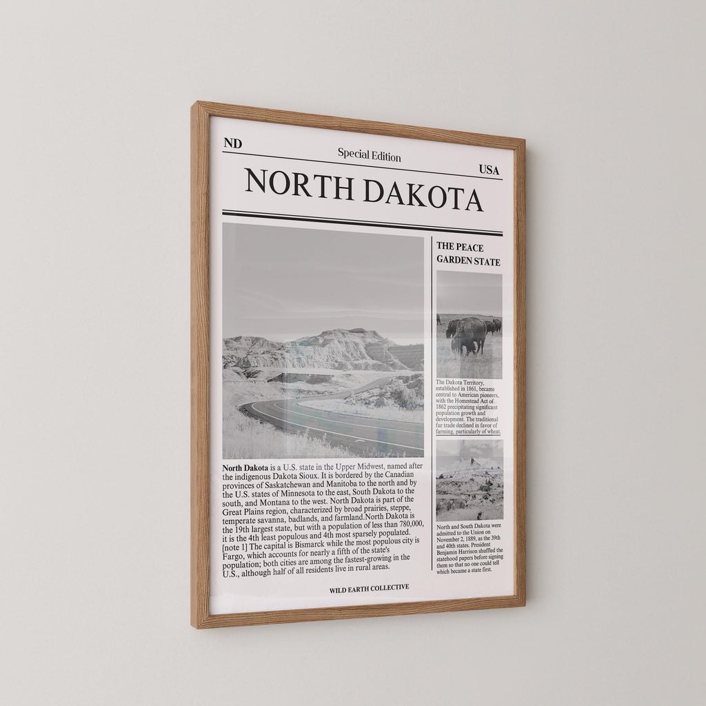 North Dakota Newspaper Art Print