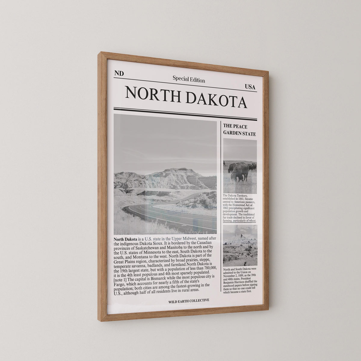 North Dakota Newspaper Art Print