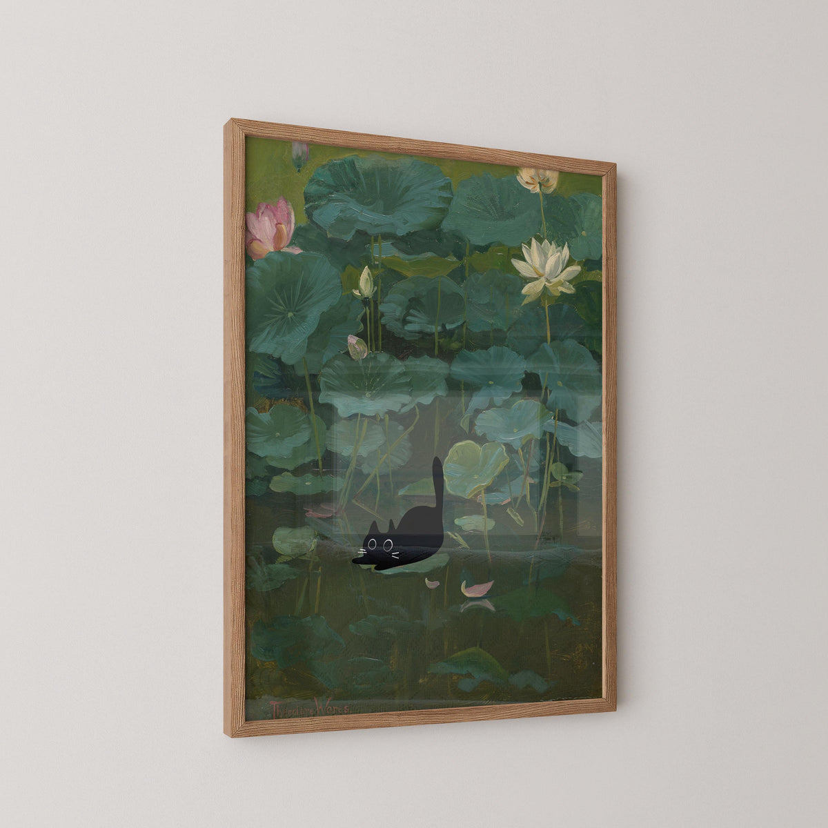Cat on Lily Pad Print