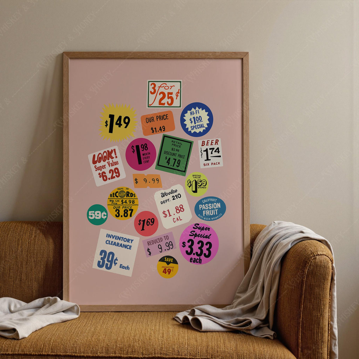 Vintage Price Stickers Art Print
