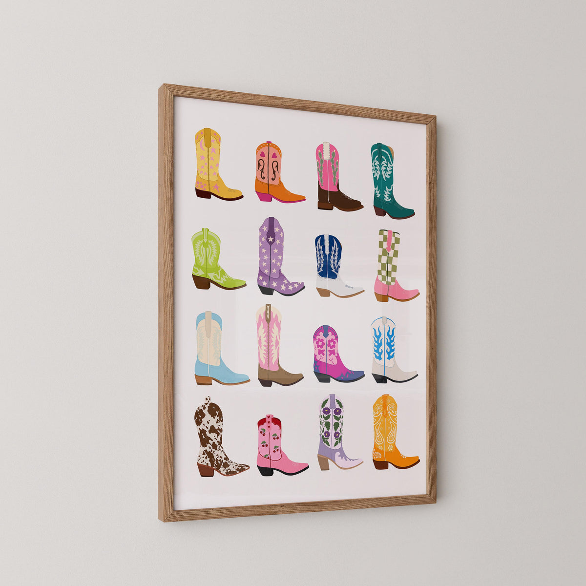 Colorful Cowgirl Boots Print