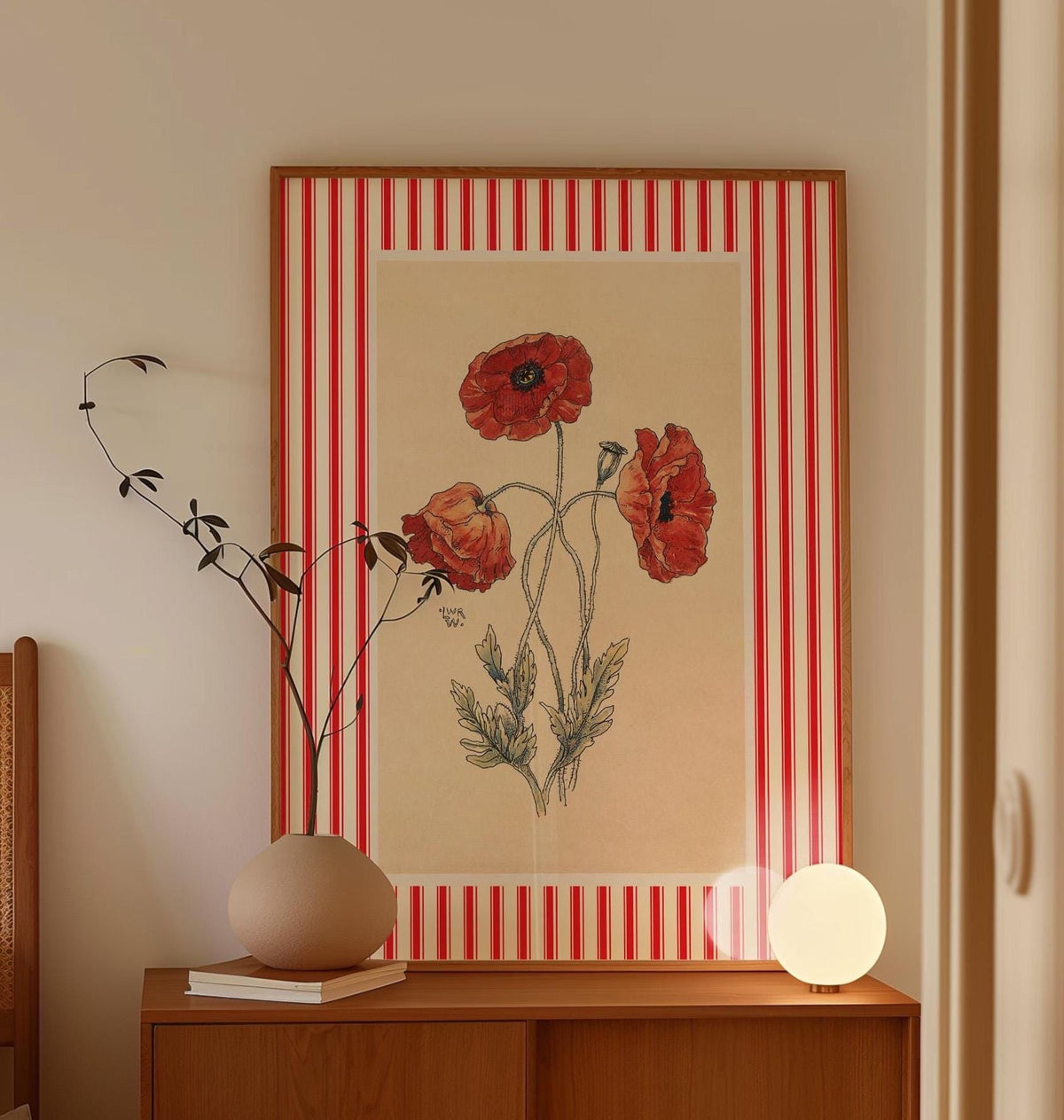 Vintage Red Poppy Print