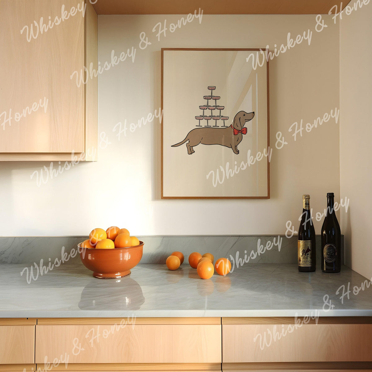 Weiner Dog Martini Print