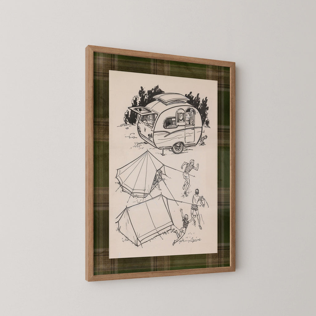 Vintage Camping Illustration Print