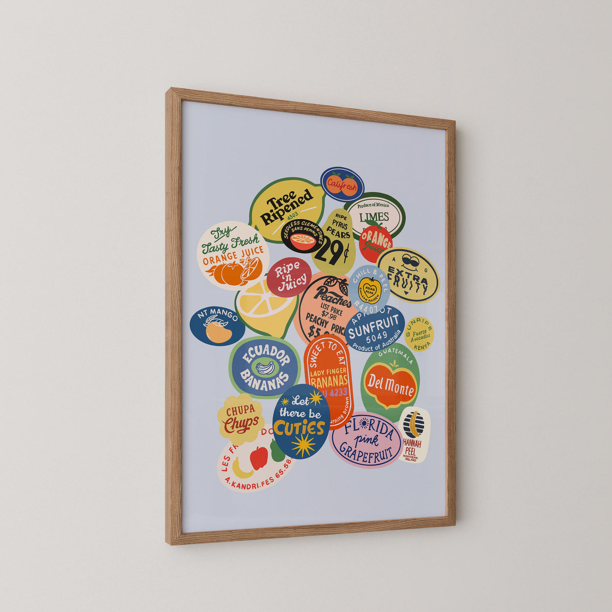 Vintage Blue Fruit Sticker Print