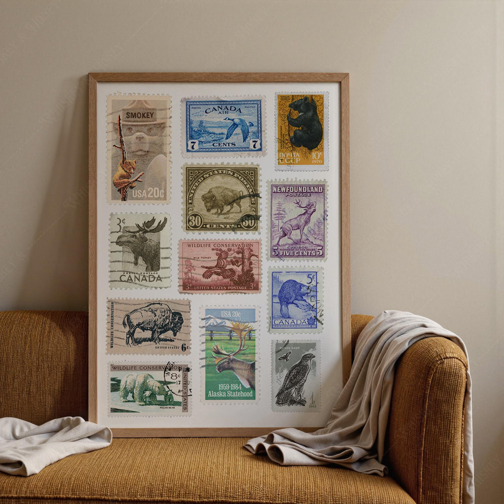 Vintage Wilderness Stamps Print