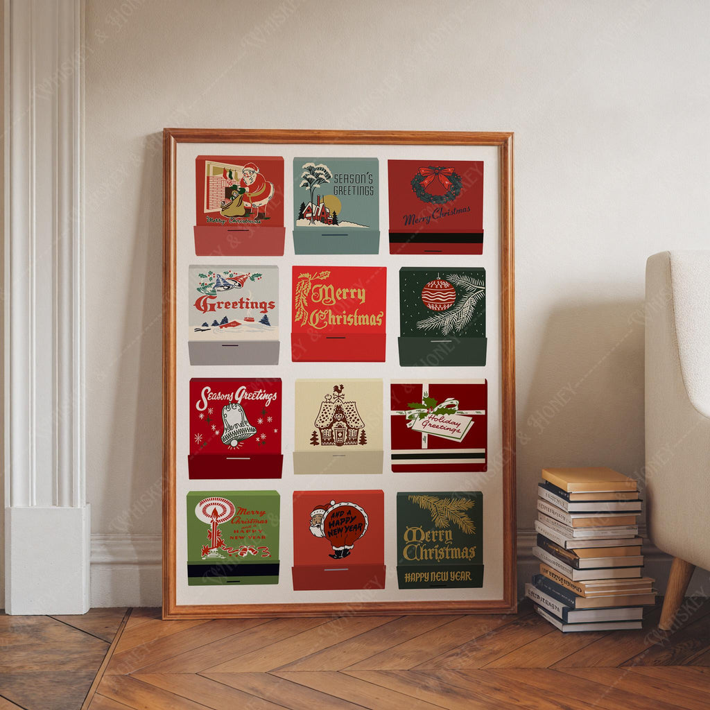 Vintage Christmas Matchbook Art Print