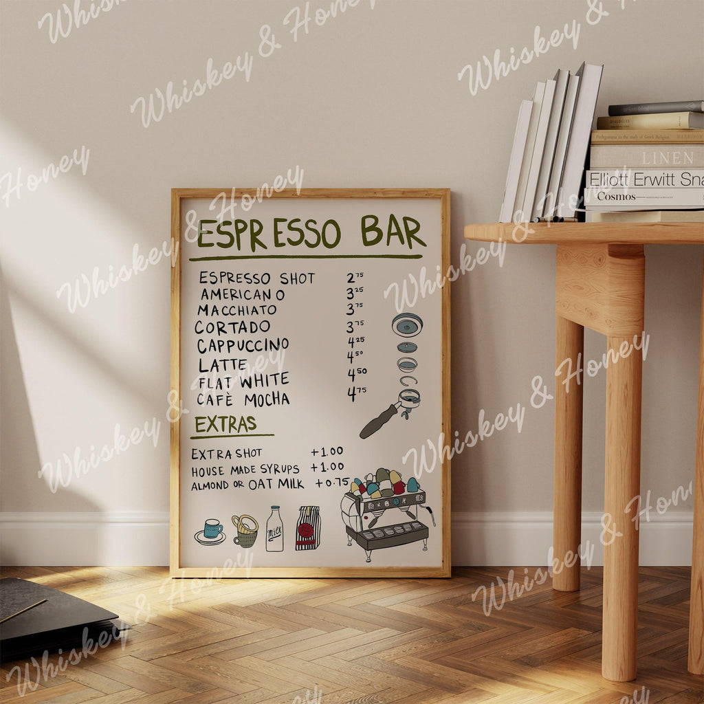 Espresso Bar Menu Art Print