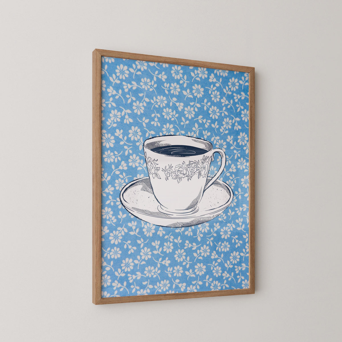 Coffee Cup Floral Print