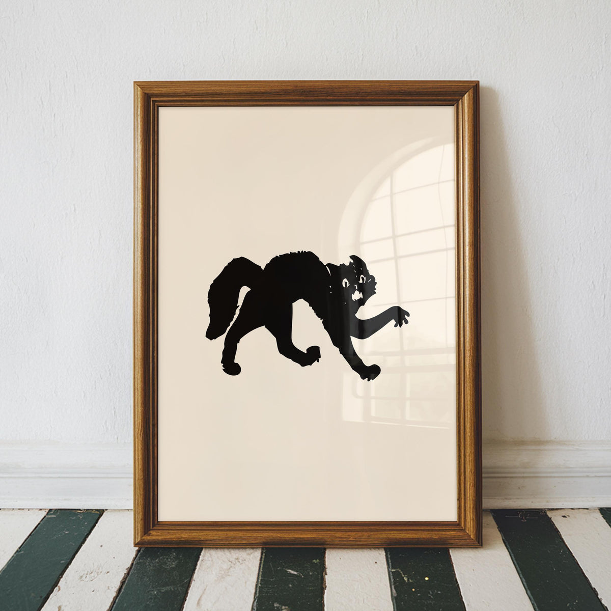 Vintage Scary Black Cat Print
