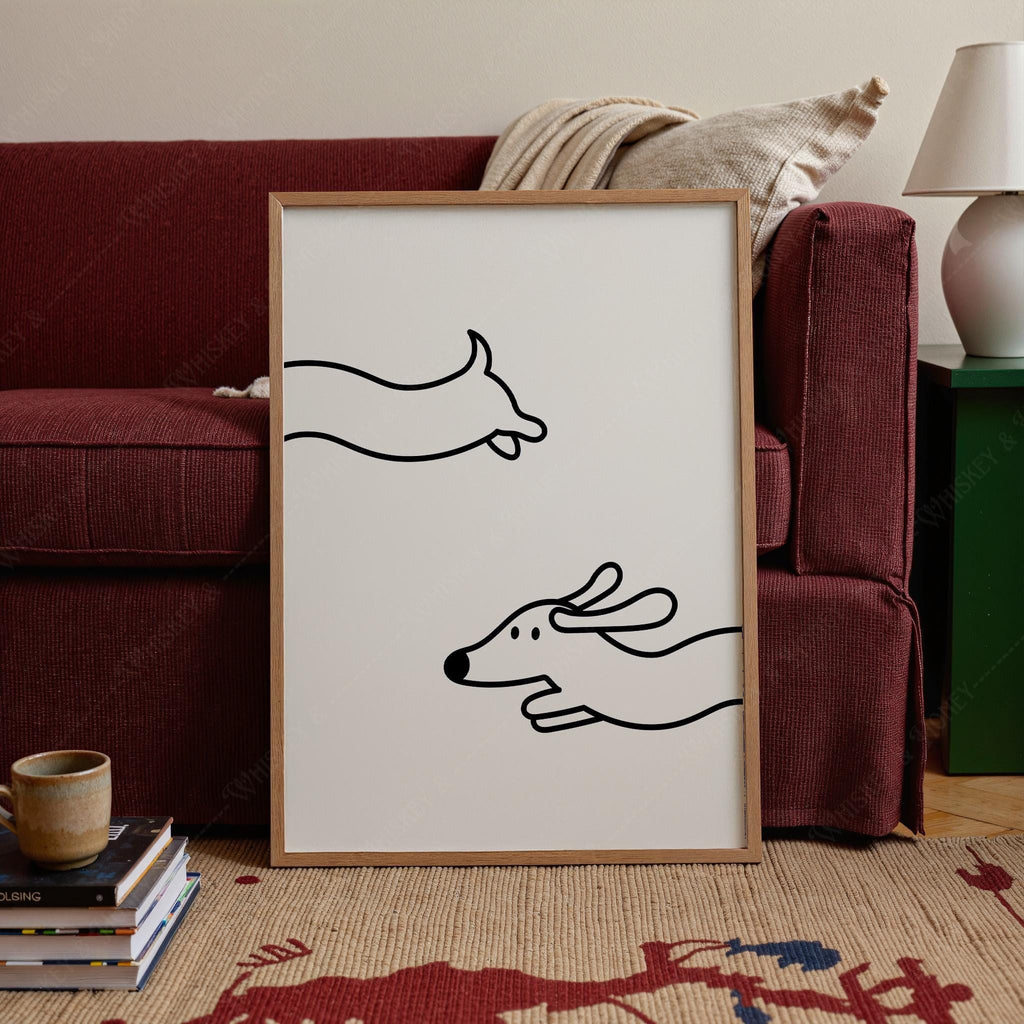 Funny Dachshund Line Art Print