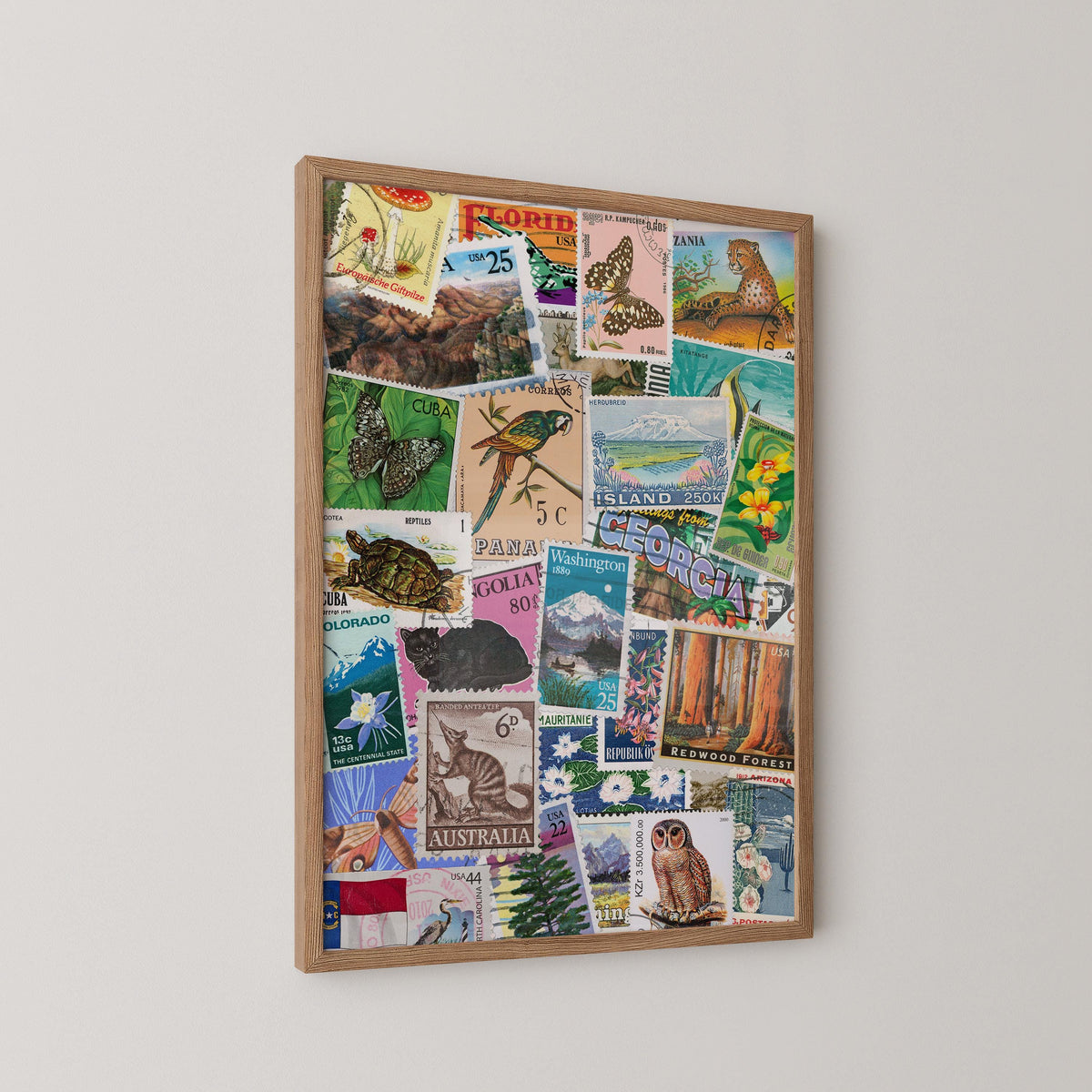 Vintage Travel Stamps Print