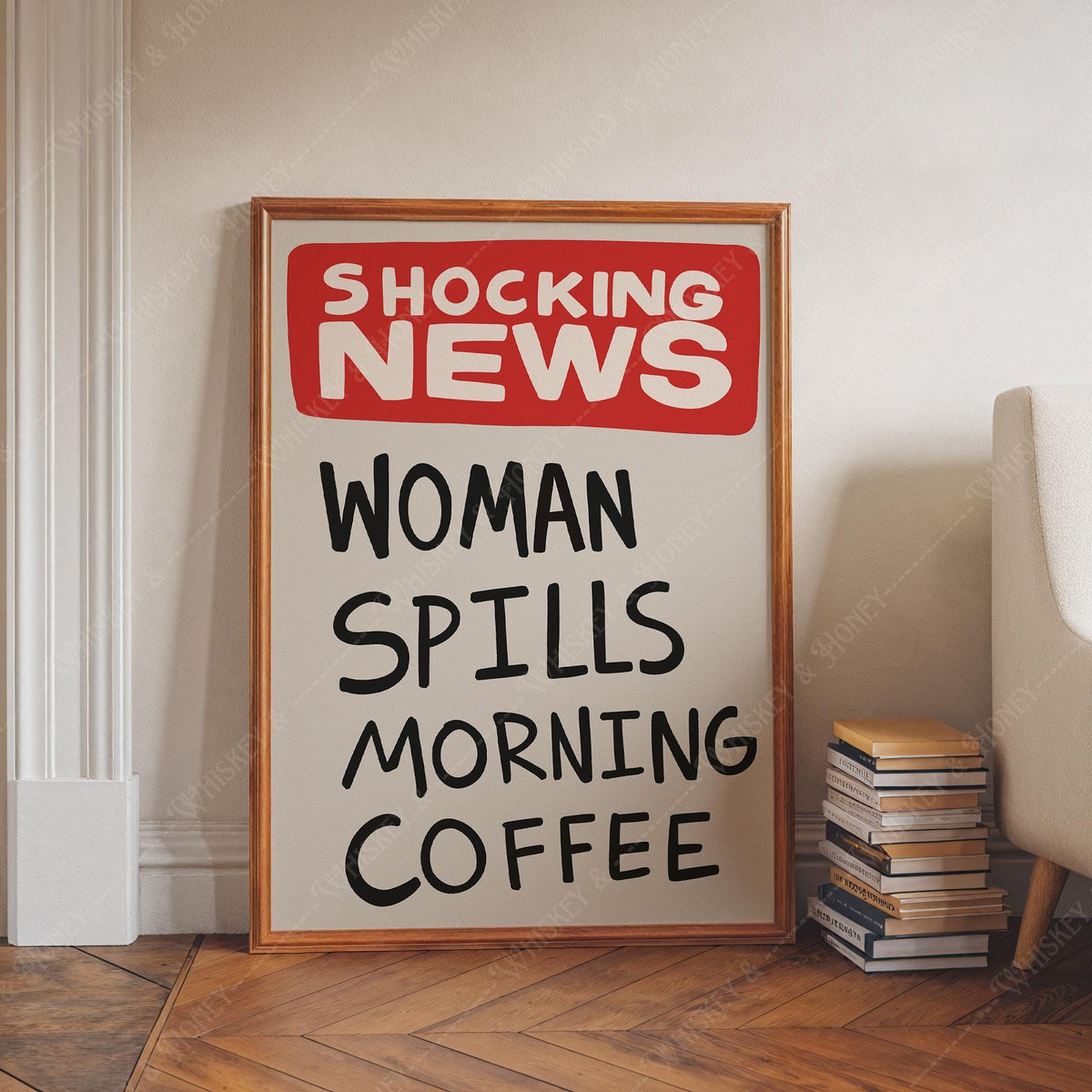 Shocking News Woman Spills Coffee Print