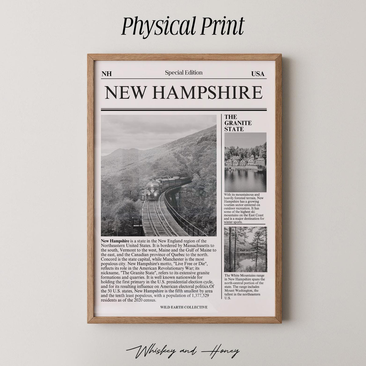 New Hampshire Newspaper Art Print