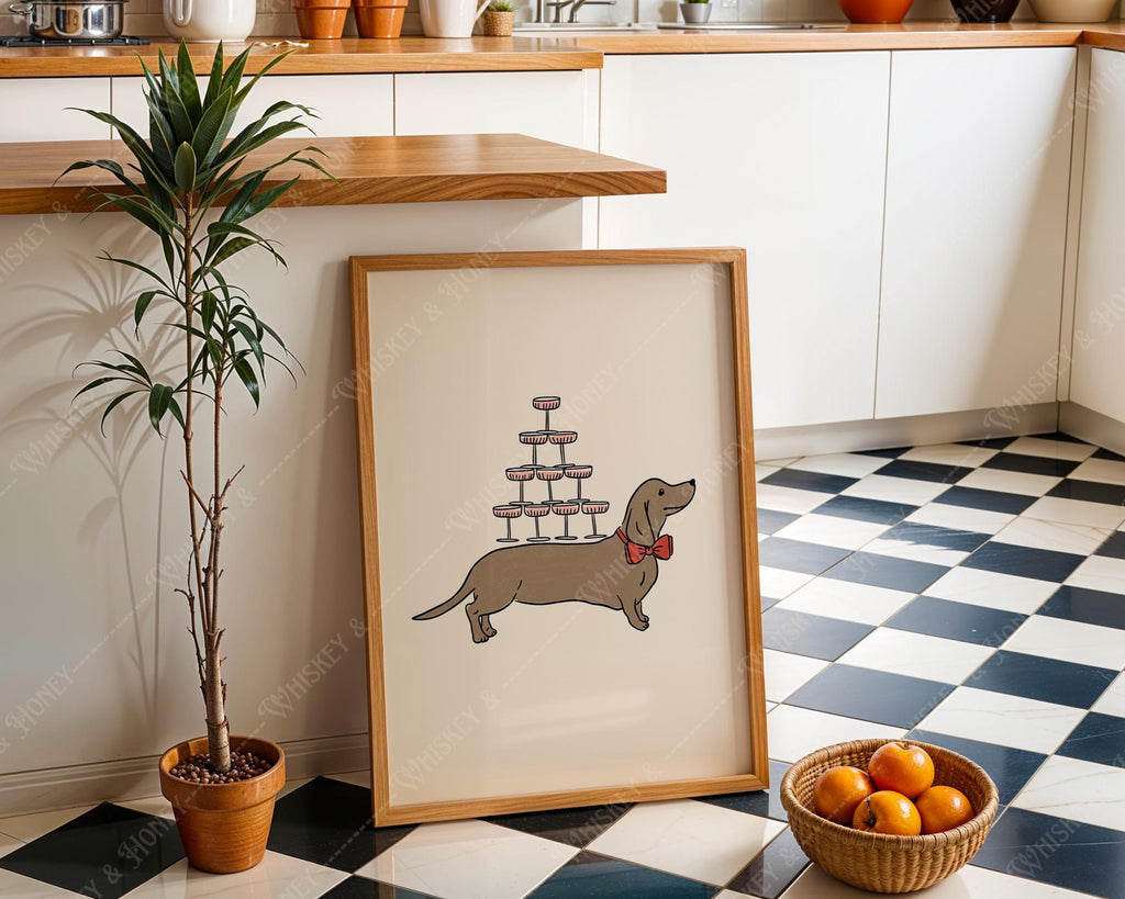 Weiner Dog Martini Print