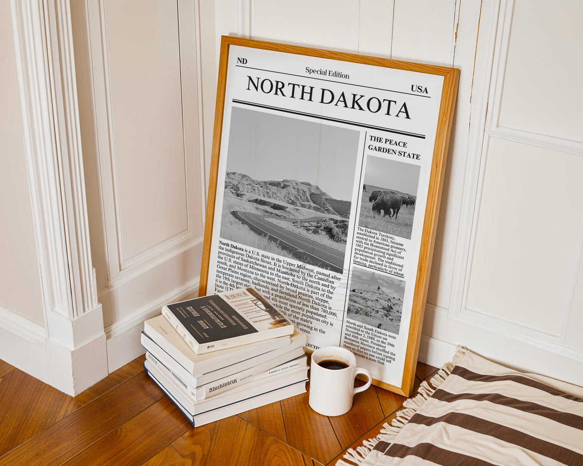 North Dakota Newspaper Art Print