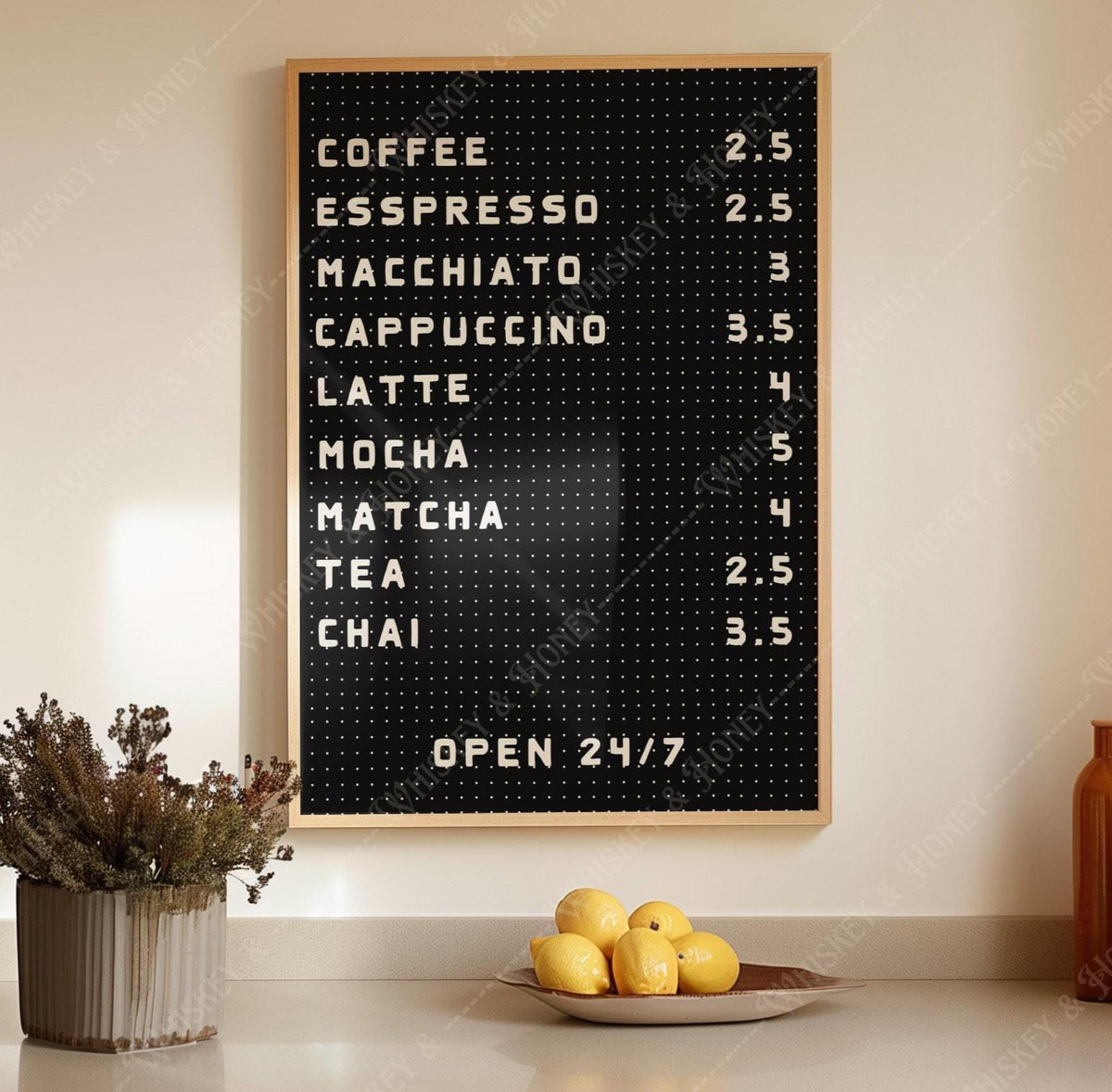 Black Coffee Bar Menu Print