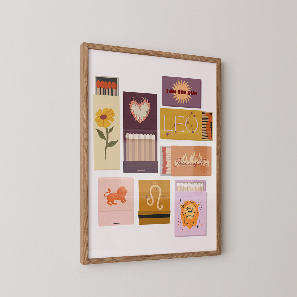 Leo Zodiac Matchbook Print