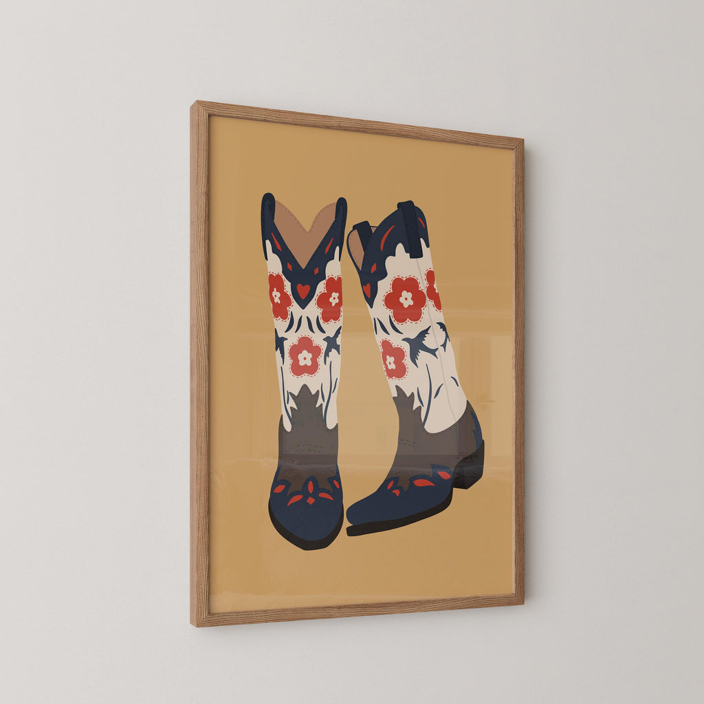 Flower Cowgirl Boots Print