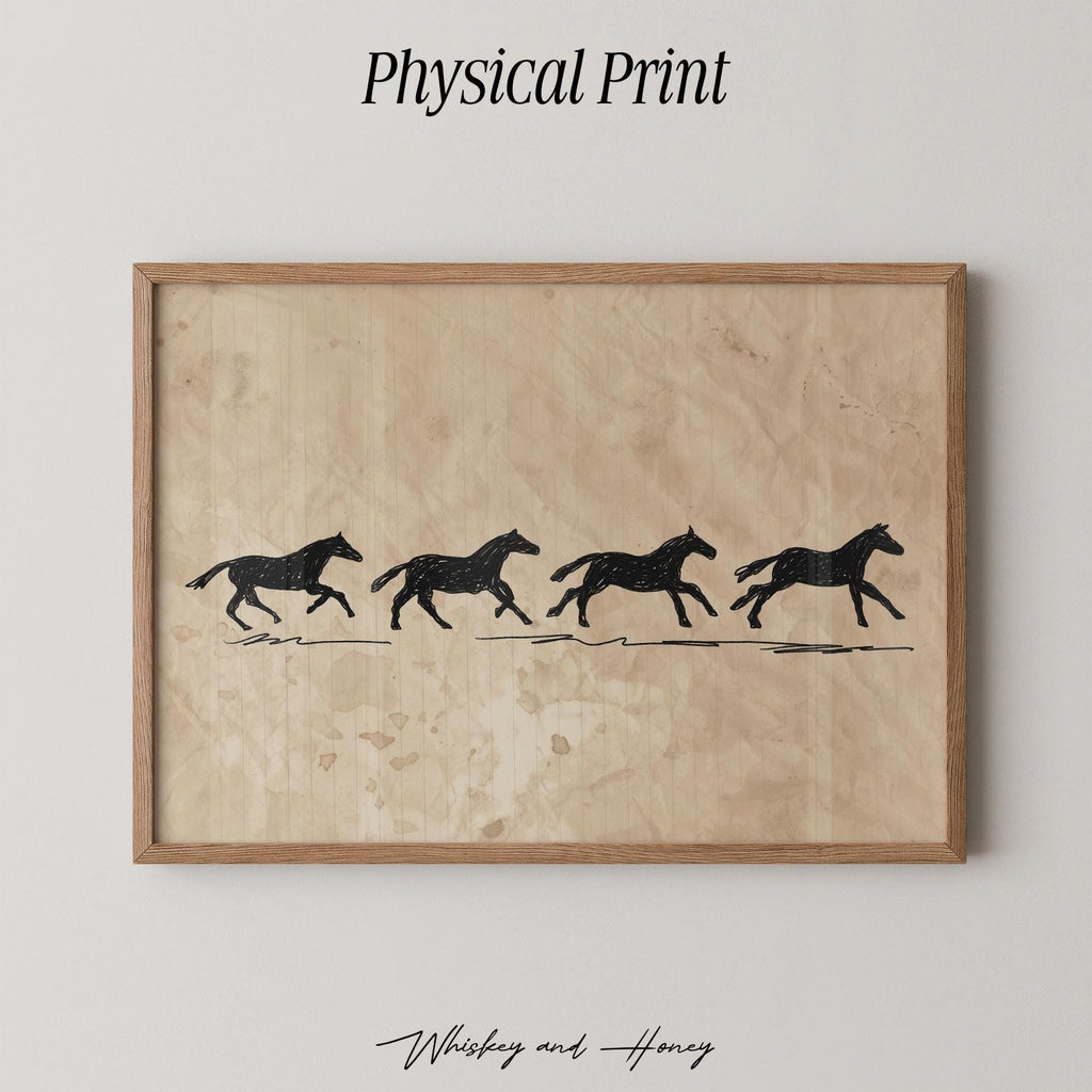 Vintage Running Horse Sketch Print