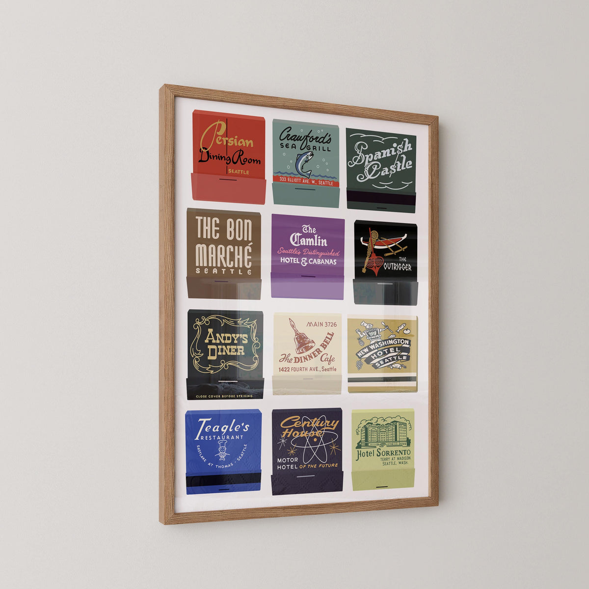 Vintage Seattle Matchbook Print