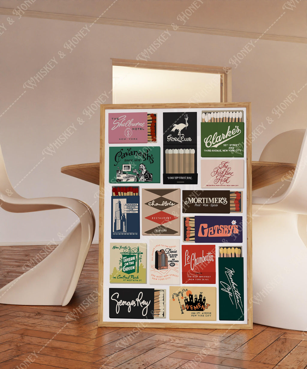 Vintage NYC Matchbook Collage Print
