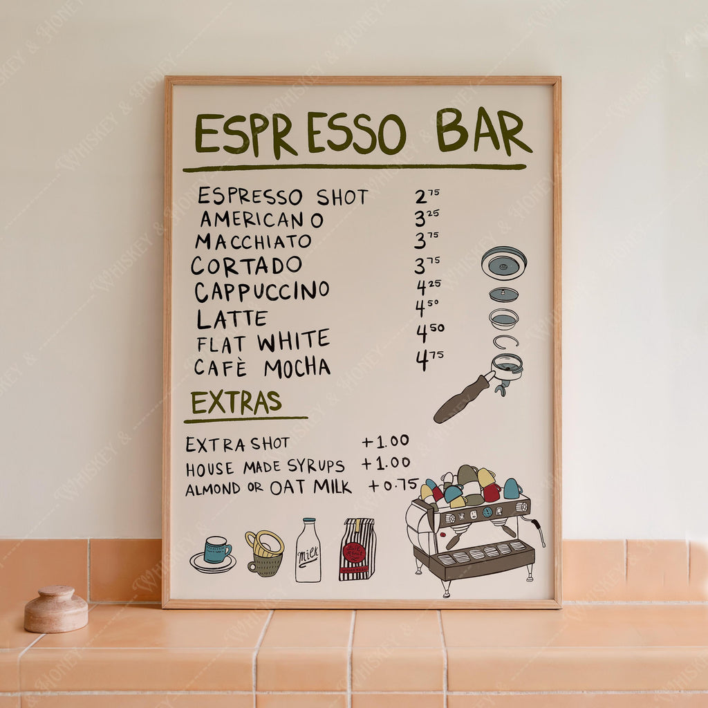 Espresso Bar Menu Art Print