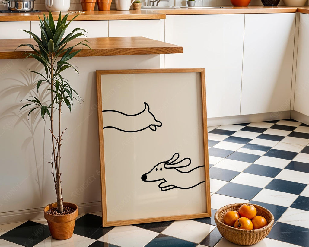 Funny Dachshund Line Art Print