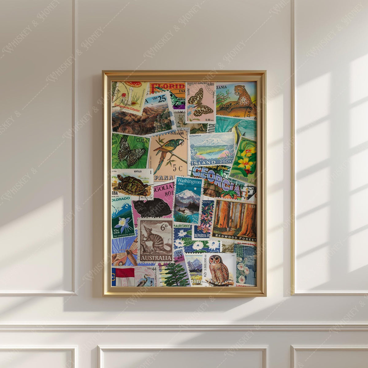 Vintage Travel Stamps Print