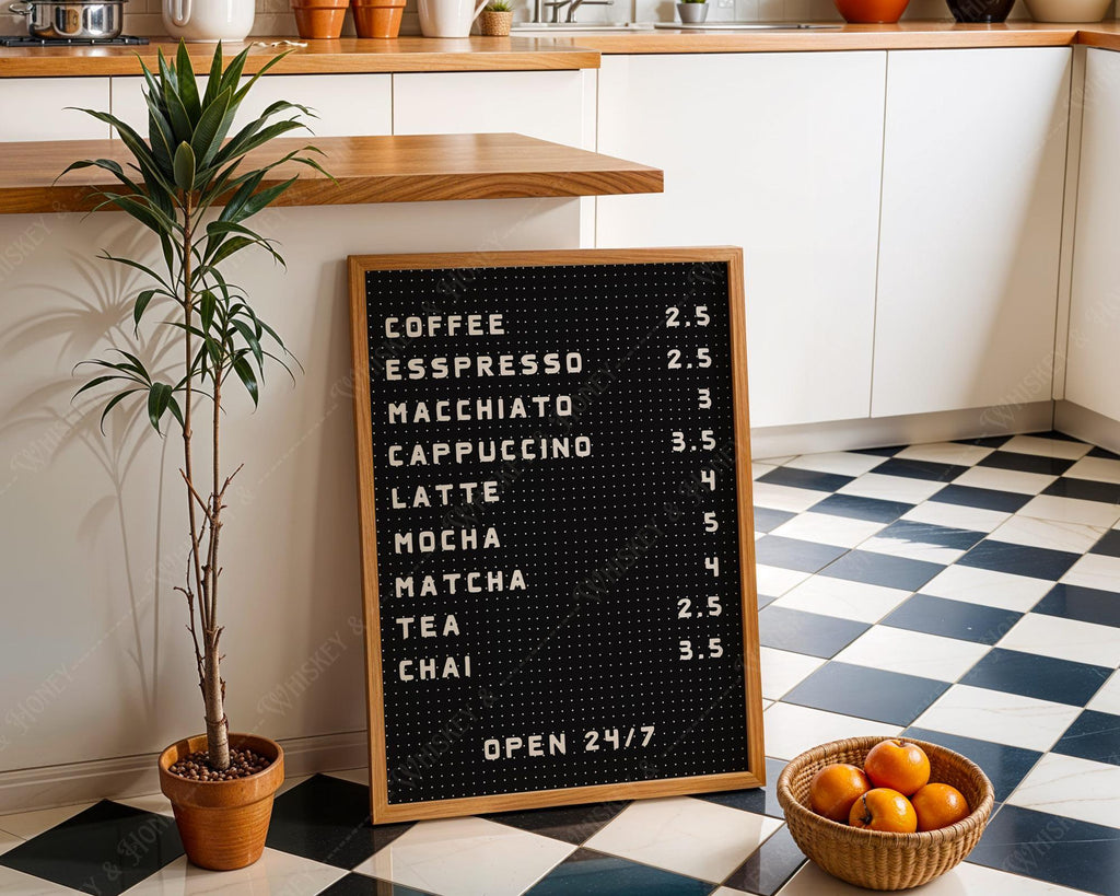 Black Coffee Bar Menu Print